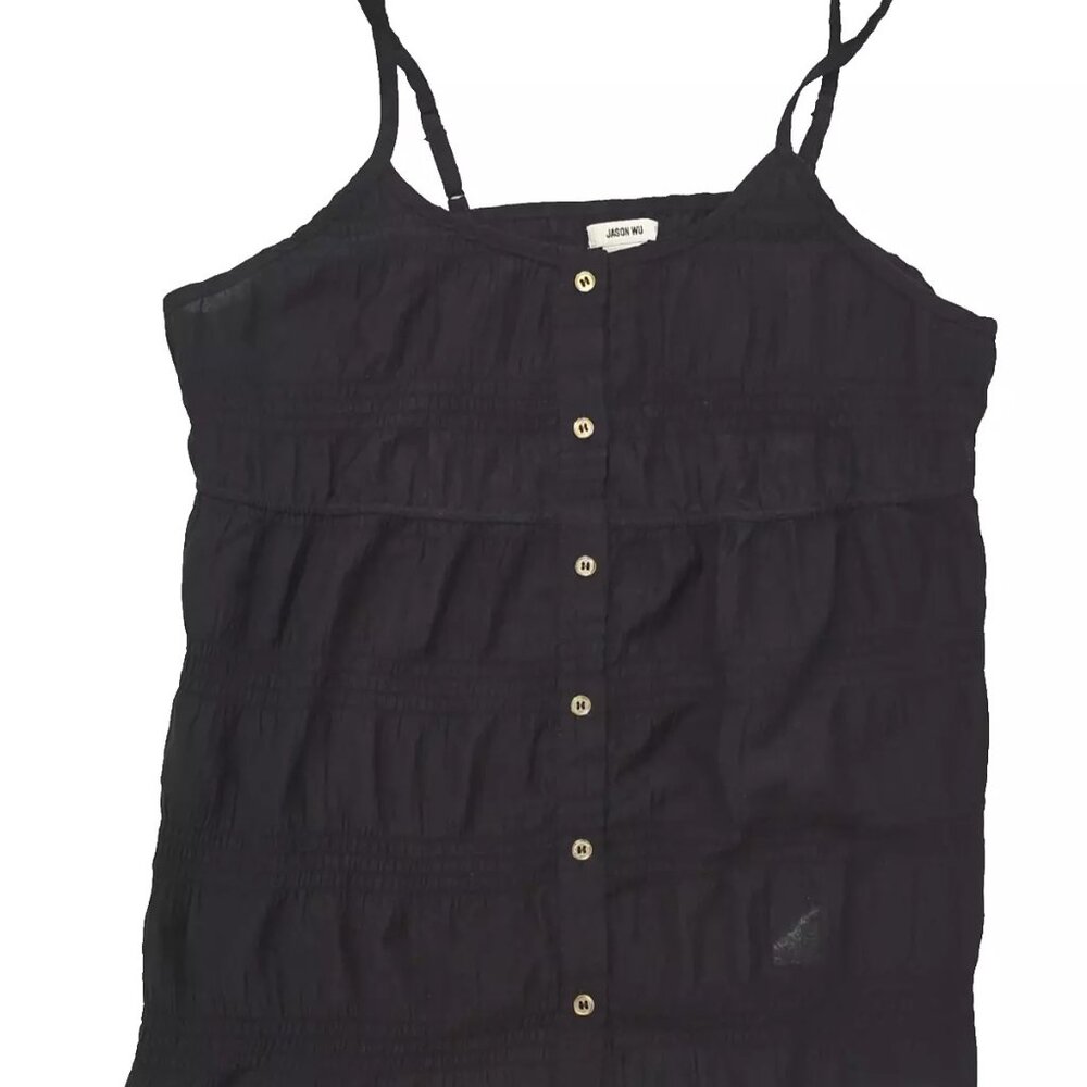 Jason Wu Camisole Adjustable Tank Top Black Women's Size XL Ruffled Button Up